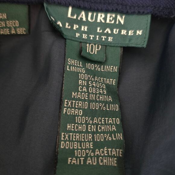 Lauren Ralph Lauren 100% Linen Navy Women's Dress Pants 10P NWT MSRP $129 - Picture 5 of 7